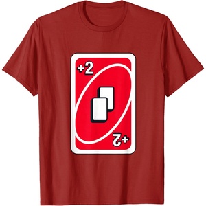 UNO – Red Draw Two Card T-Shirt(Cranberry Red)