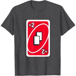 UNO – Red Draw Two Card T-Shirt(Dark Heather Grey)