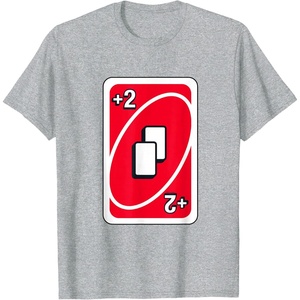 UNO – Red Draw Two Card T-Shirt(Heather Grey)