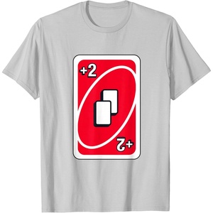 UNO – Red Draw Two Card T-Shirt(Silver Grey)