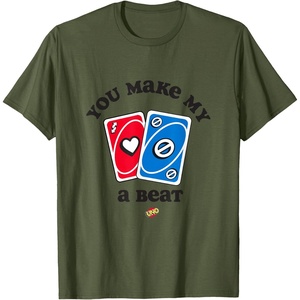 UNO – Valentine’s Day You Make My Heart Skip a Beat T-Shirt(Olive Green)