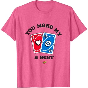 UNO – Valentine’s Day You Make My Heart Skip a Beat T-Shirt(Pink Heather)