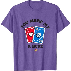 UNO – Valentine’s Day You Make My Heart Skip a Beat T-Shirt(Purple Heather)