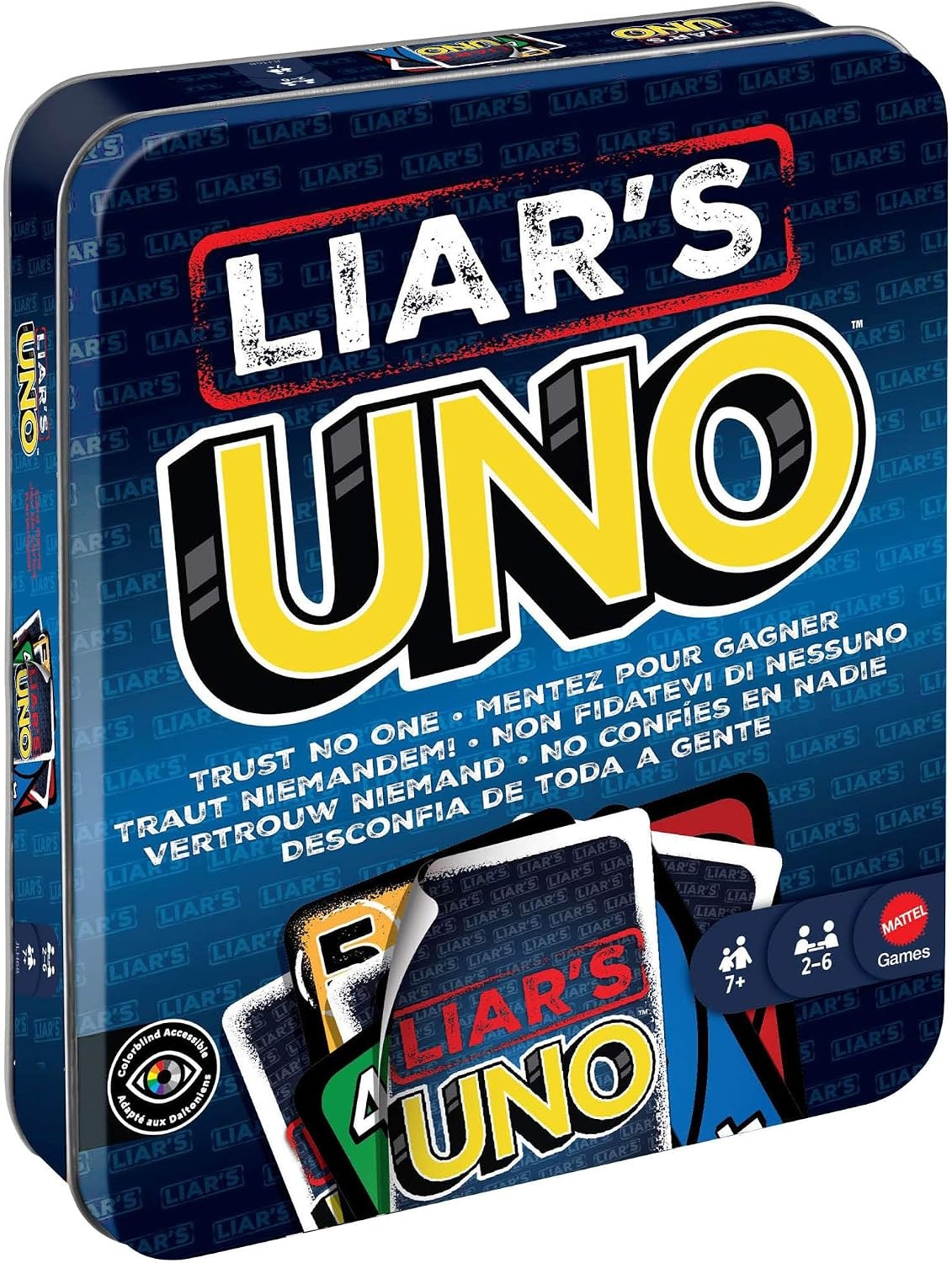 image:imageMattel Games Liars UNO Card Game in Storage TinAges 7 26 Players Bluffing amp Trickery Play Outwit Other Players for Kids Teens amp Family Game Night Amazon Exclusive