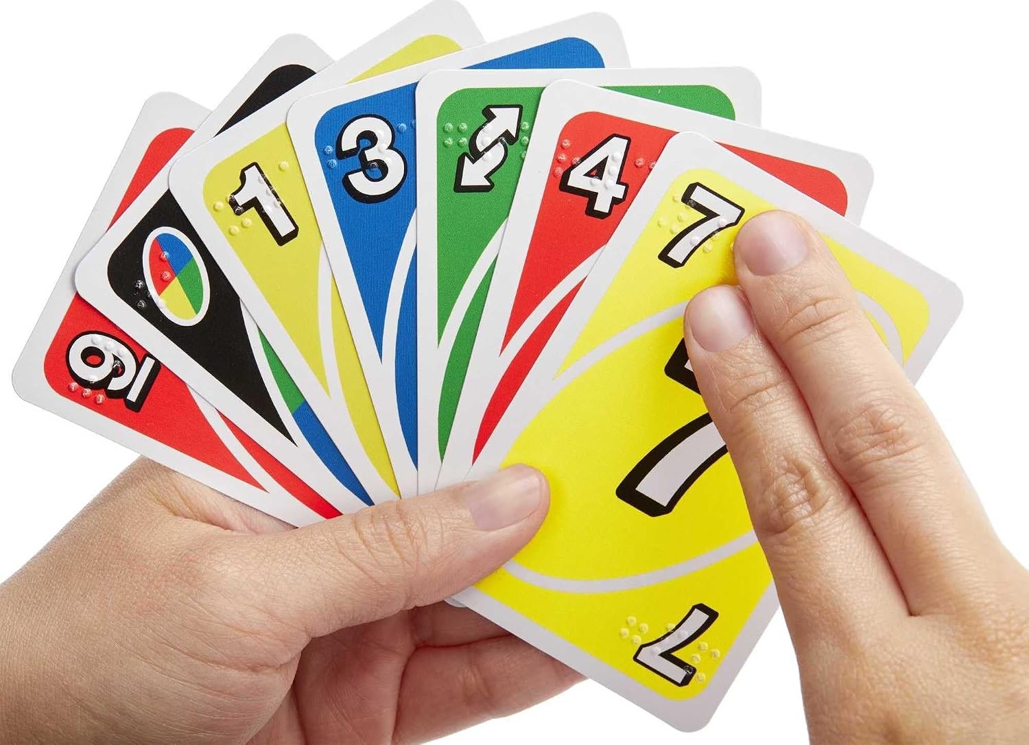 image:imageMattel Games UNO Braille Card Game with Cards Specially Designed for Blind amp LowVision Players for Kids Adults Family Nights amp Parties