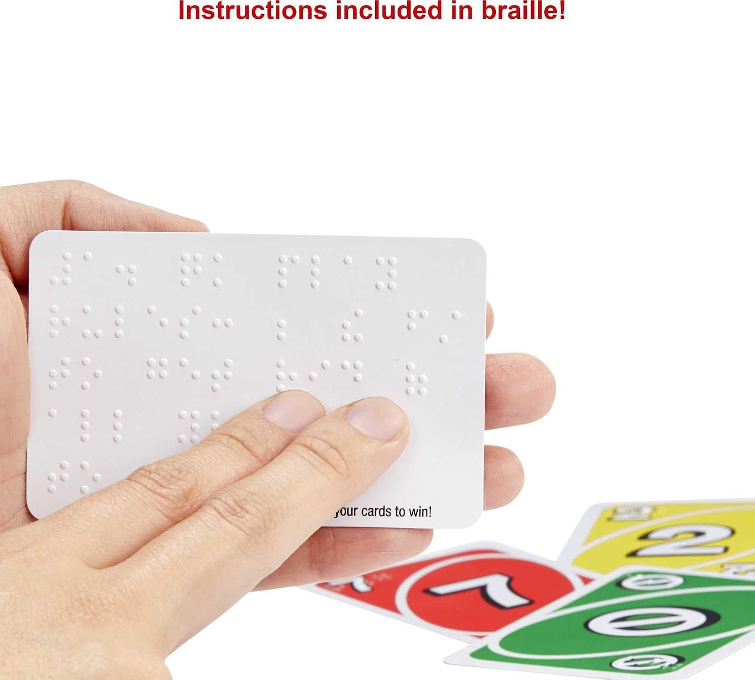 image:imageMattel Games UNO Braille Card Game with Cards Specially Designed for Blind amp LowVision Players for Kids Adults Family Nights amp Parties