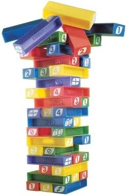 image:imageMattel Games UNO StackoGame for Kids and Family with 45 Colored Stacking Blocks Loading Tray and Instructions Makes a Great Gift for 7 Year Olds and Up 43535