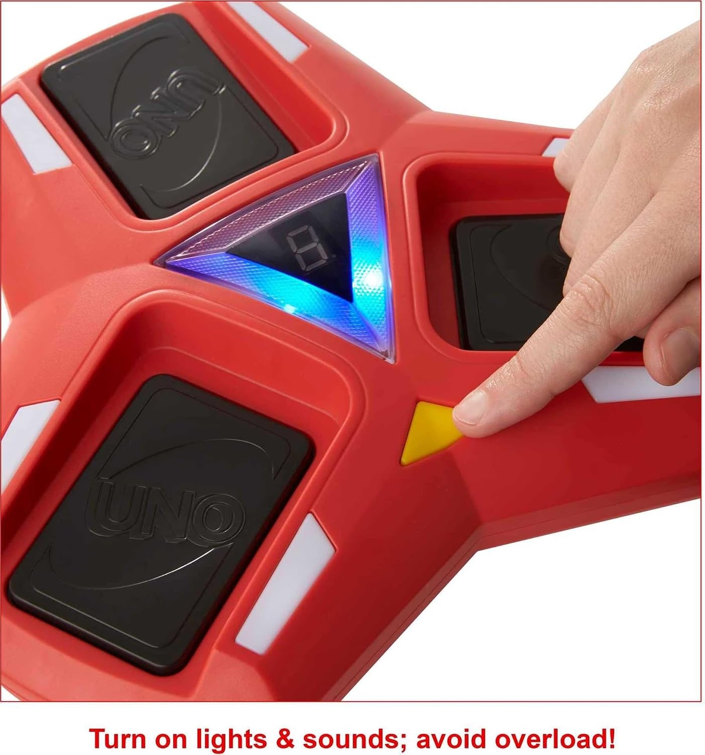 image:imageMattel Games UNO Triple Play Card Game Game for Kids Adults and Family Night Play Three Piles Draw When it Overloads Lights and Sounds