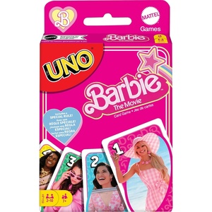 Mattel Games UNO Barbie The Movie Card Game for Kids & Adults Featuring Characters Graphics & Special Rule, 2 to 10 Players(Barbie Movie)