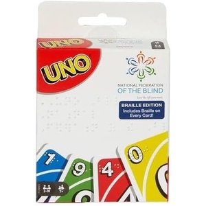 Mattel Games UNO Braille Card Game with Cards Specially Designed for Blind & Low-Vision Players for Kids, Adults, Family Nights & Parties