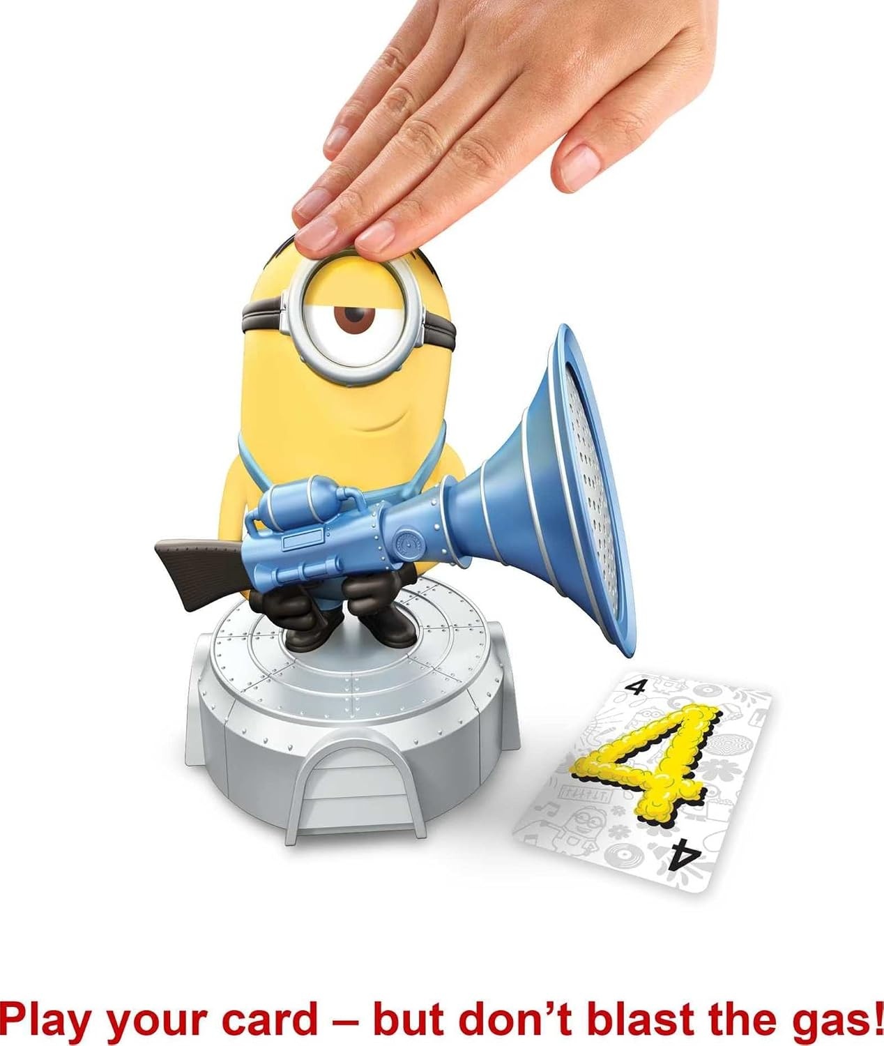 image:imageMattel Games Gas Out Minions The Rise of Gru Kids Game with Minion Holding Fart Blaster amp 56 Cards for 26 Players