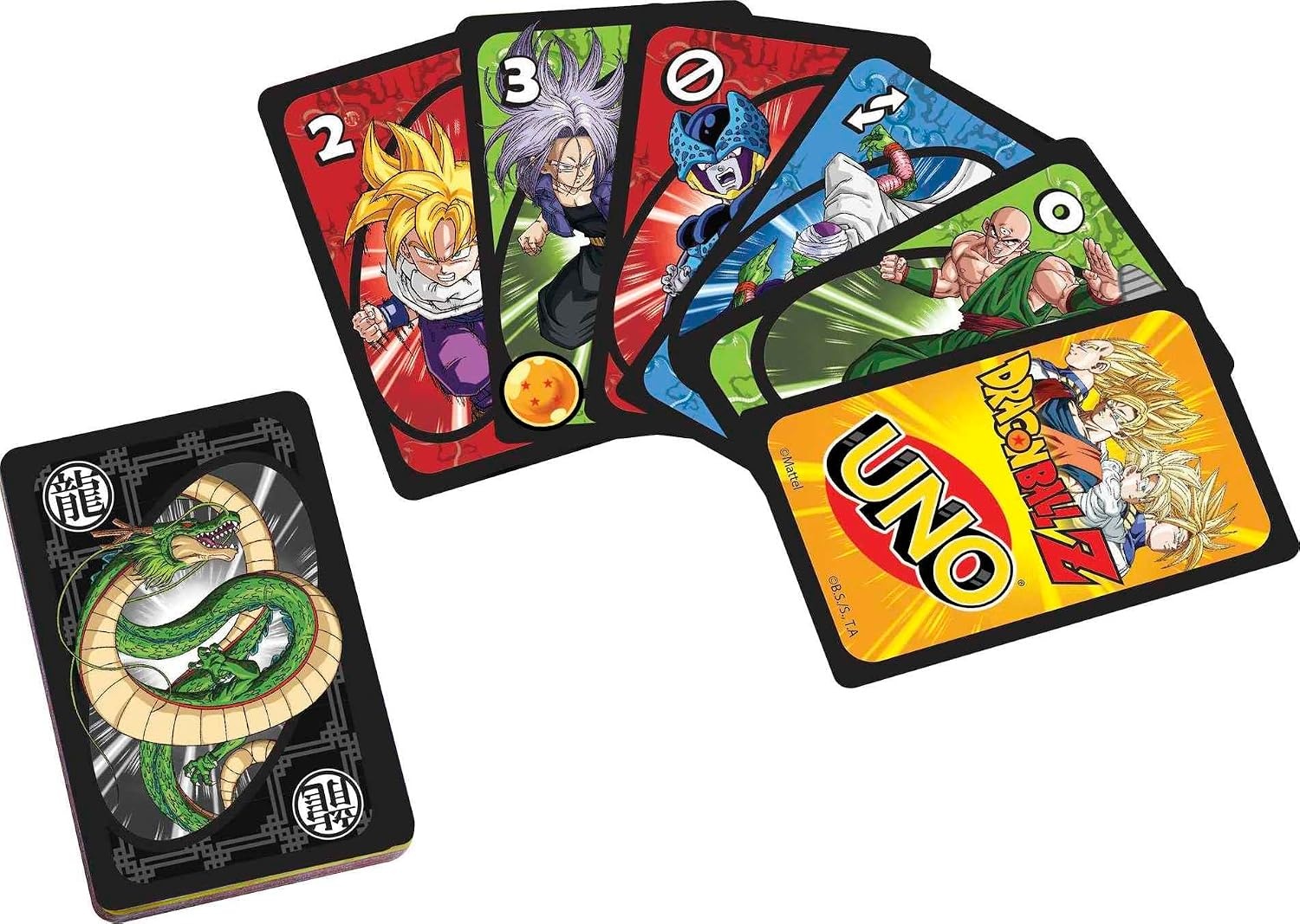 image:imageMattel Games UNO Dragon Ball Z Card Game Japanese Manga Theme 112 Cards with Unique Wild Card amp Instructions for Players 7 Years Old amp Up Gift for Kid Family amp Adult Game Night