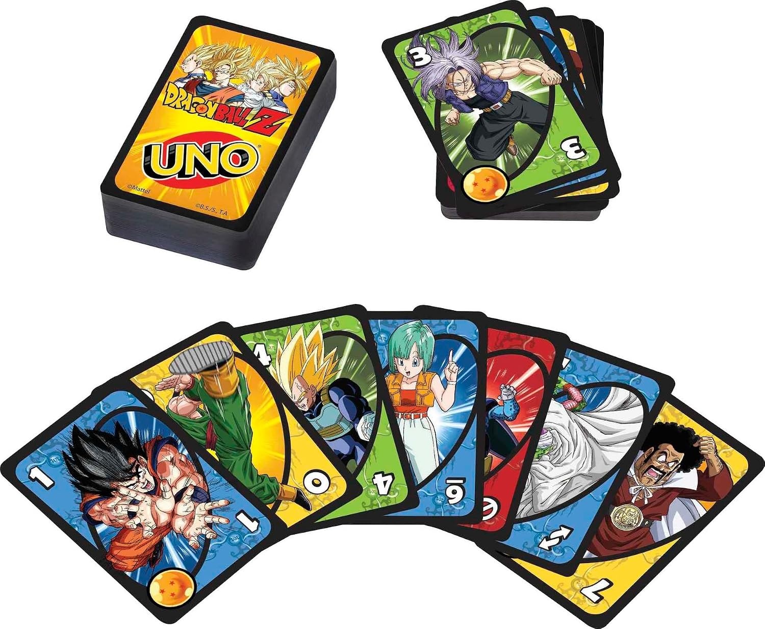 image:imageMattel Games UNO Dragon Ball Z Card Game Japanese Manga Theme 112 Cards with Unique Wild Card amp Instructions for Players 7 Years Old amp Up Gift for Kid Family amp Adult Game Night