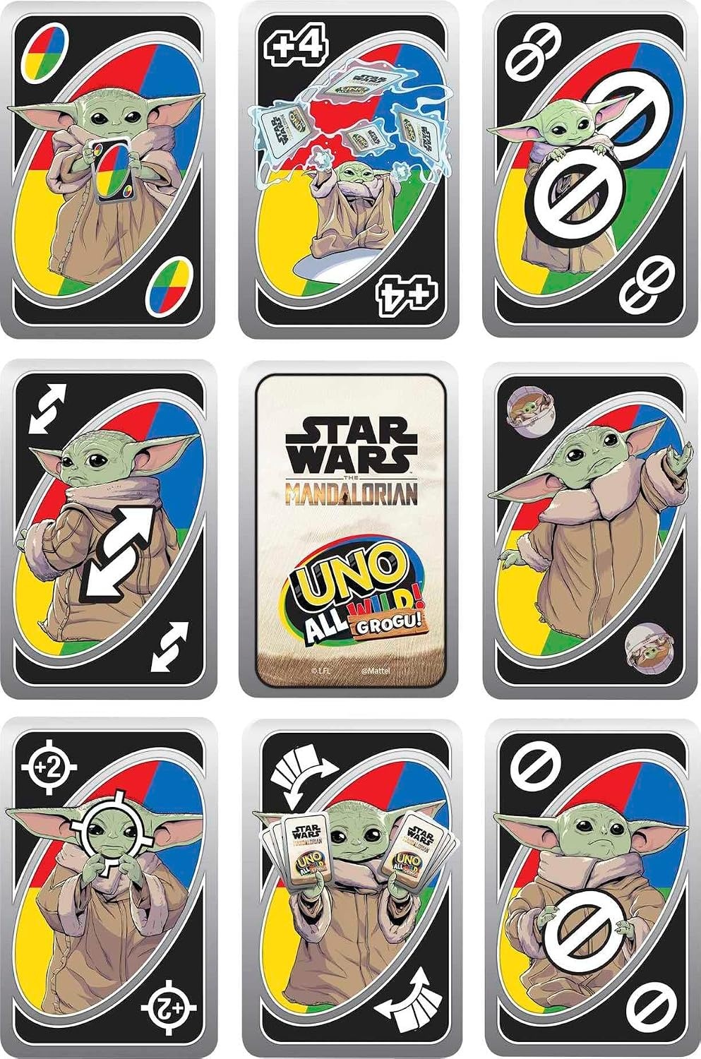 image:imageMattel Games UNO The Mandalorian All Wild Grogu Card Game for Kids amp Adults with Grogu Images amp Special Rule 2 to 10 Players