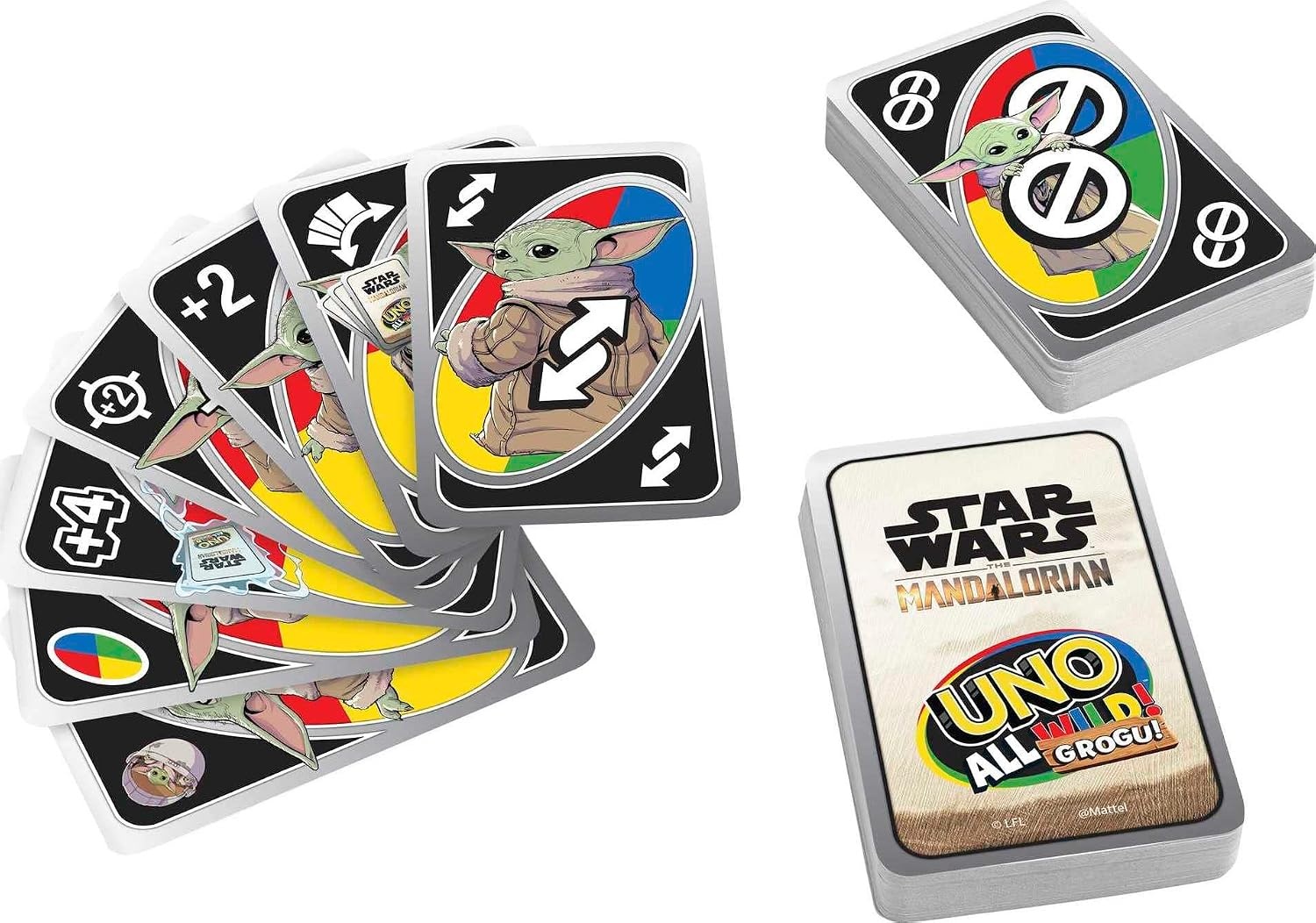 image:imageMattel Games UNO The Mandalorian All Wild Grogu Card Game for Kids amp Adults with Grogu Images amp Special Rule 2 to 10 Players
