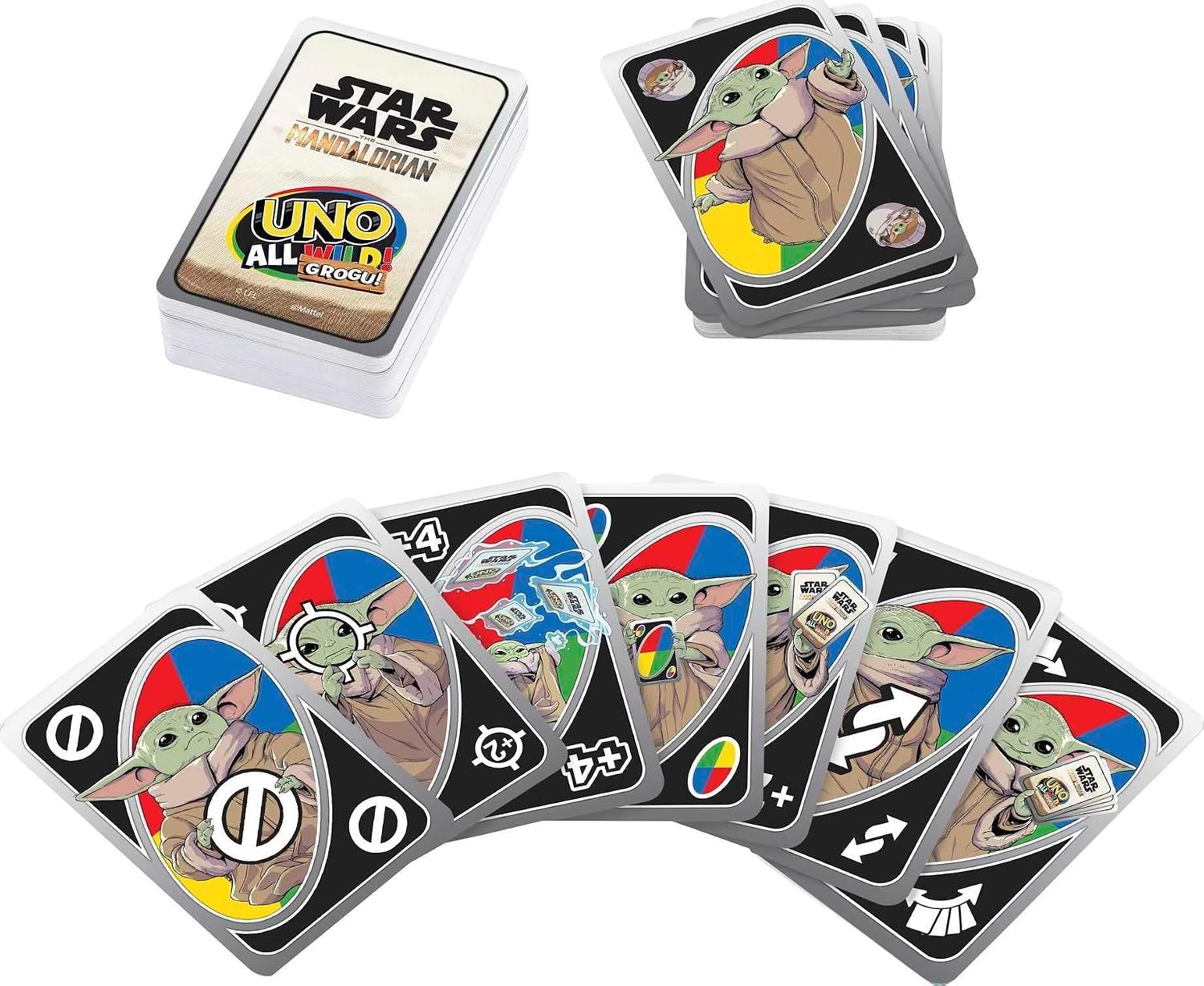 image:imageMattel Games UNO The Mandalorian All Wild Grogu Card Game for Kids amp Adults with Grogu Images amp Special Rule 2 to 10 Players