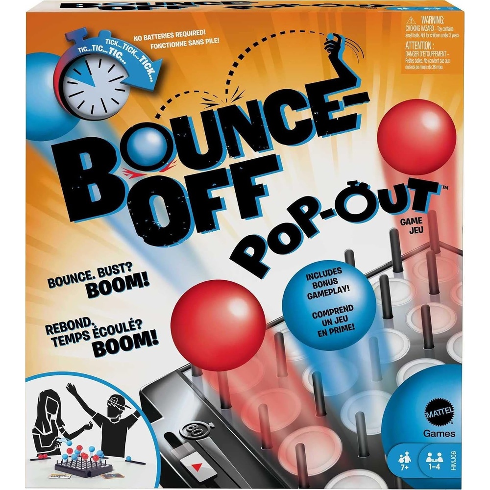 image:imageMattel Games BounceOff PopOut Party Game for Kids Adults and Family Night Bounce Fast or Balls Go Flying for 14 Players