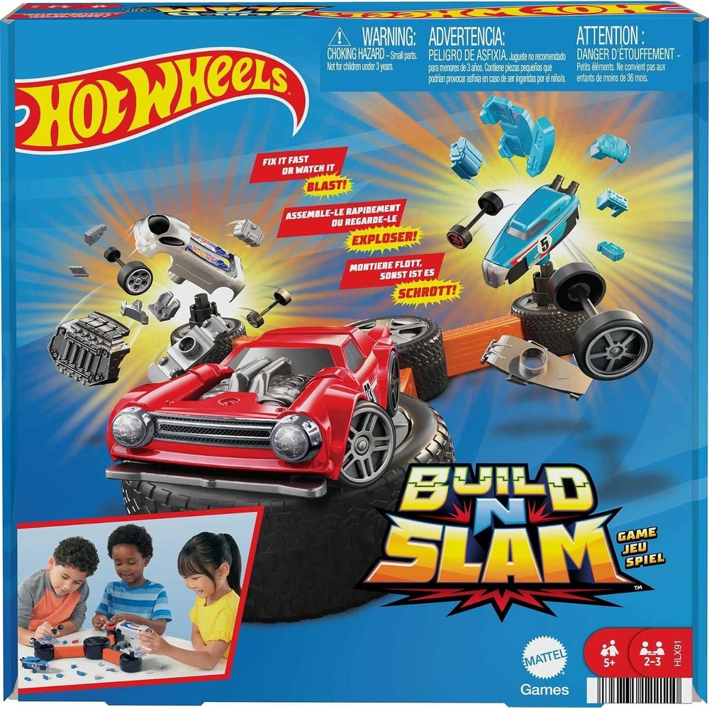 image:imageMattel Games Hot Wheels Build N Slam Kids Game with Buildable Classic Cars Fix it Fast or Watch it Blast 1 to 3 Players