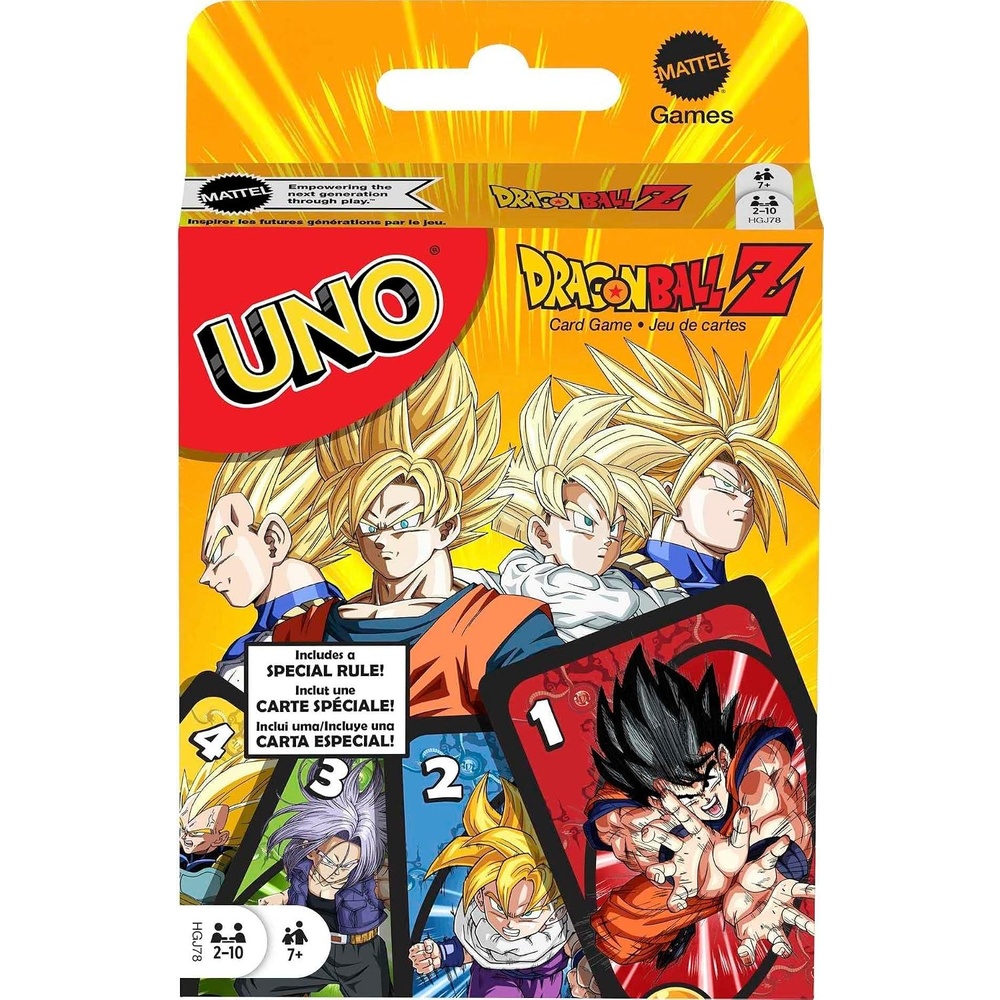 image:imageMattel Games UNO Dragon Ball Z Card Game Japanese Manga Theme 112 Cards with Unique Wild Card amp Instructions for Players 7 Years Old amp Up Gift for Kid Family amp Adult Game Night