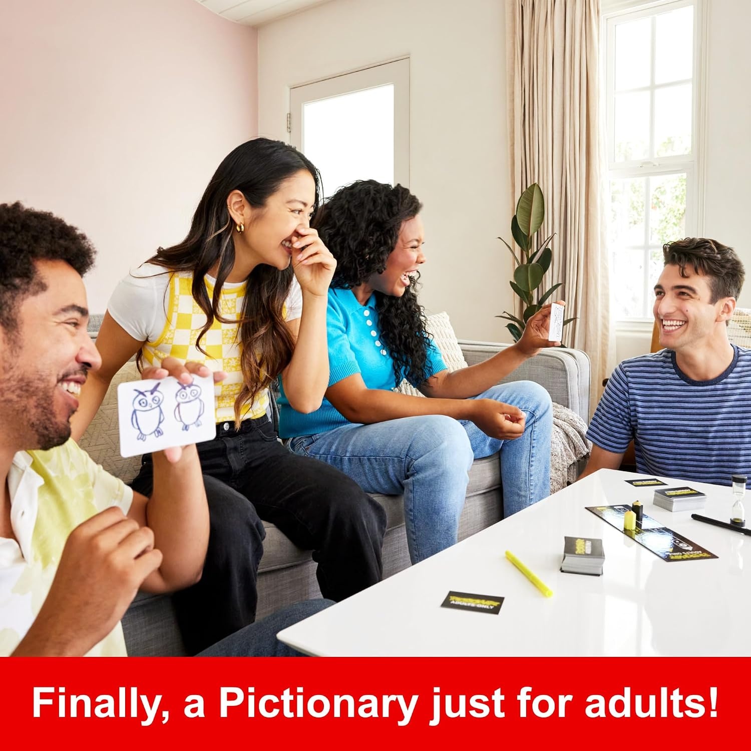 image:imageMattel Games Pictionary Adults Only Party Drawing Game with Silly Sketches amp NSFW Clue Cards Boards Markers amp Sand TimerPictionary Adults
