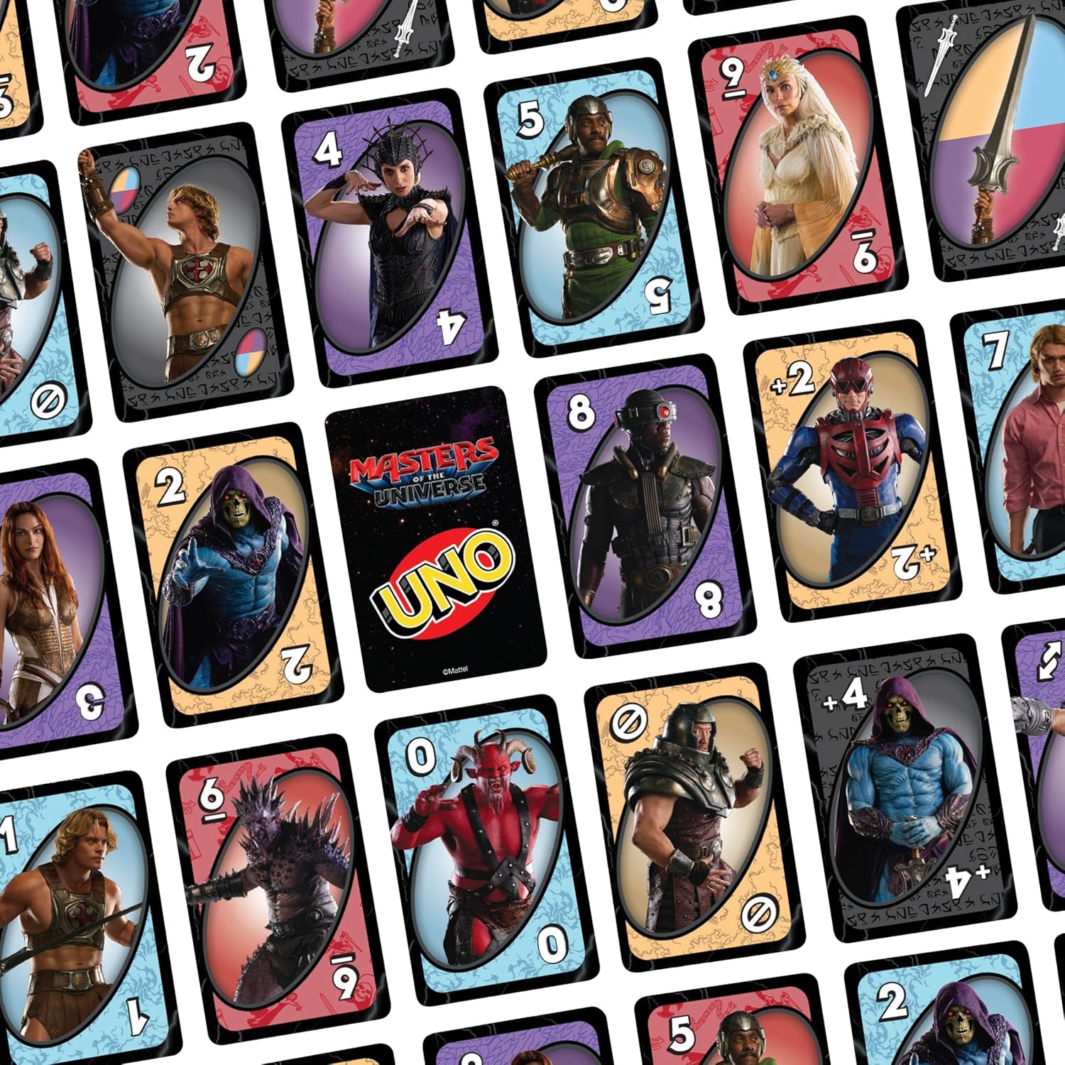 image:imageMattel Games UNO Masters of the Universe Card Game with Storage Tin Themed MovieInspired Card Game in for Kids eens amp Family Game Night Ages 7 210 Players Amazon Exclusive