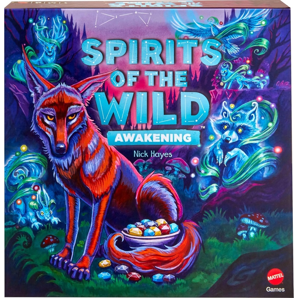image:imageMattel Games Spirits of the Wild Awakening Relaxing Light Strategy Board Game for 2 Players with Stones Bowl and Coyote Figure