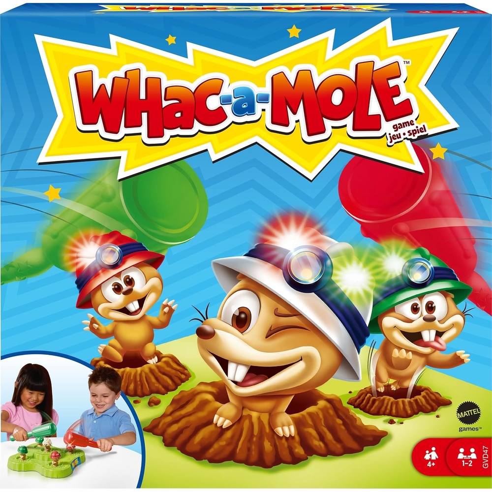image:imageMattel Games WHACAMOLE Kids Arcade Game with Mallets amp Lights amp Sounds for 1 or 2 Players 4 Years Old amp UpMulticolor