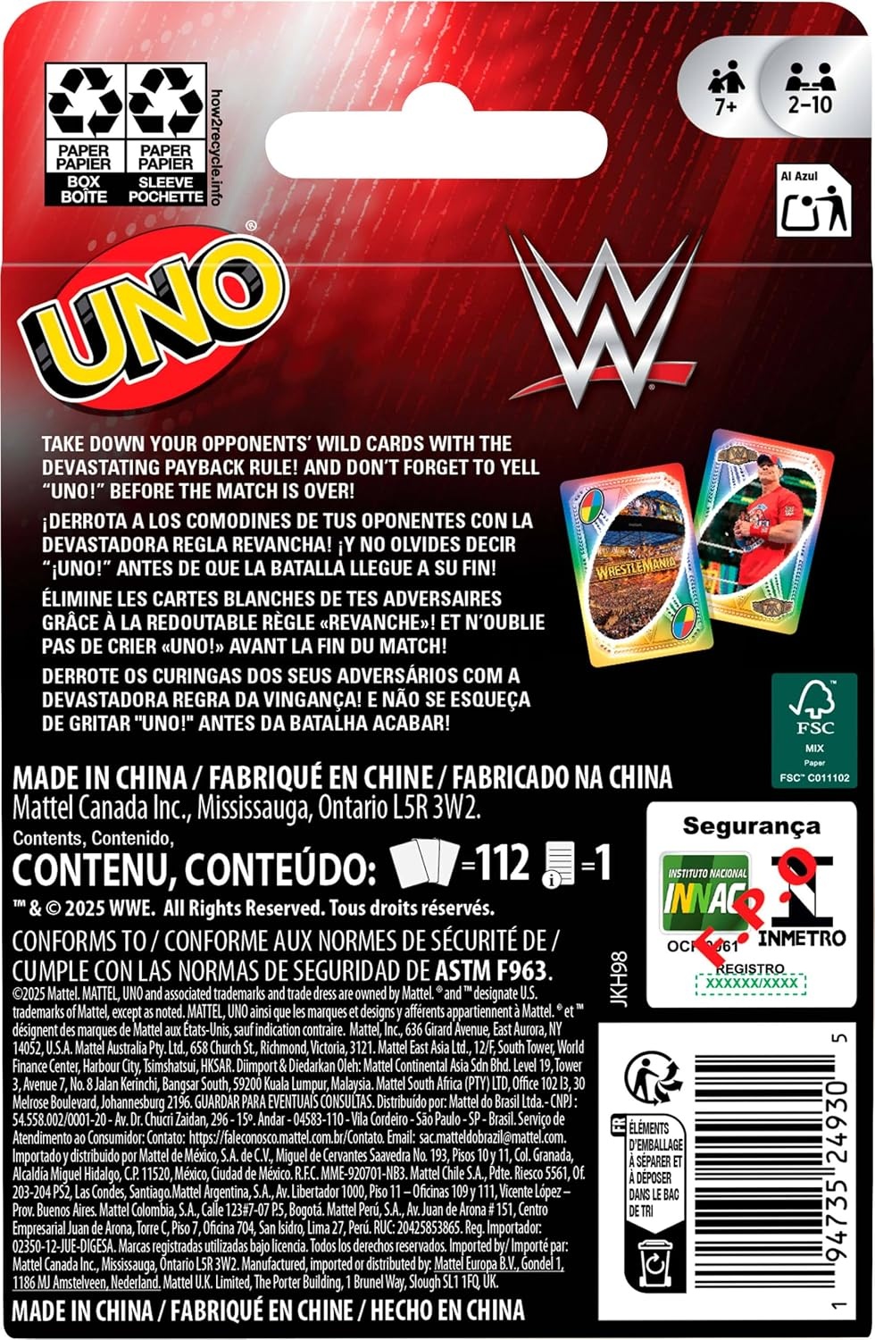 image:imageMattel Games UNO WWE Card Game Ages 7 210 Players