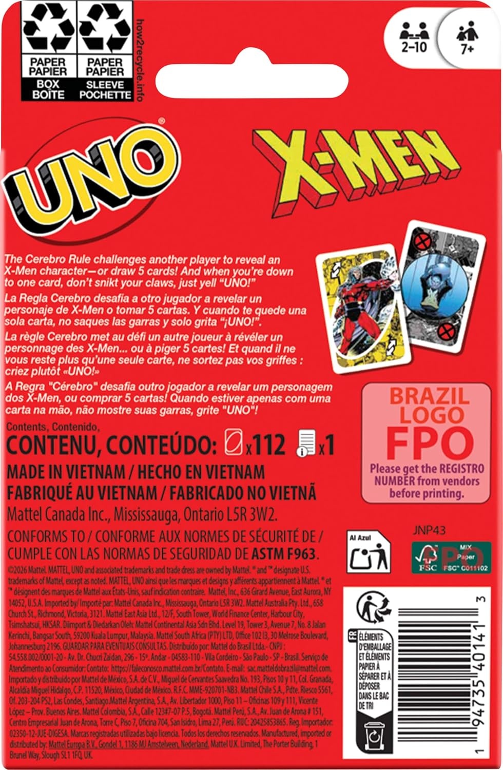 image:imageMattel Games UNO XMen Card Game with Marvel Comics Inspired Deck for Kids Teens GrownUps Family Nights amp Parties for 210 Players