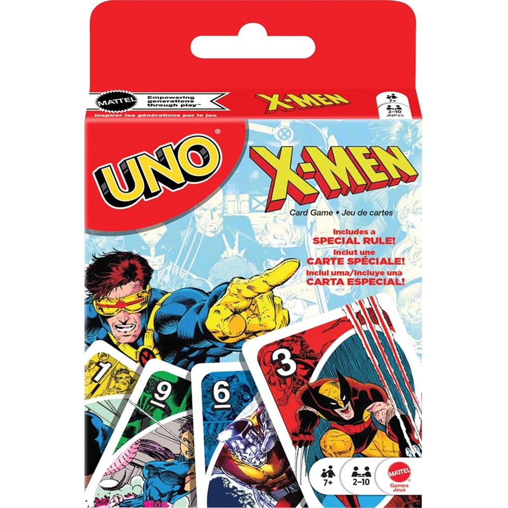 image:imageMattel Games UNO XMen Card Game with Marvel Comics Inspired Deck for Kids Teens GrownUps Family Nights amp Parties for 210 Players